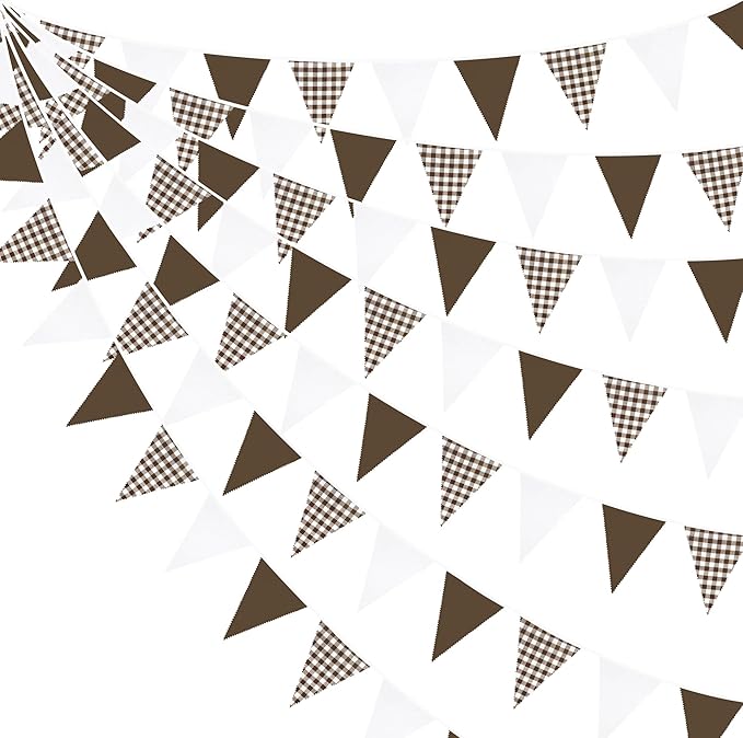 32Ft Coffee Brown Party Decorations Brown Buffalo Plaid Checkered White by pinkblume