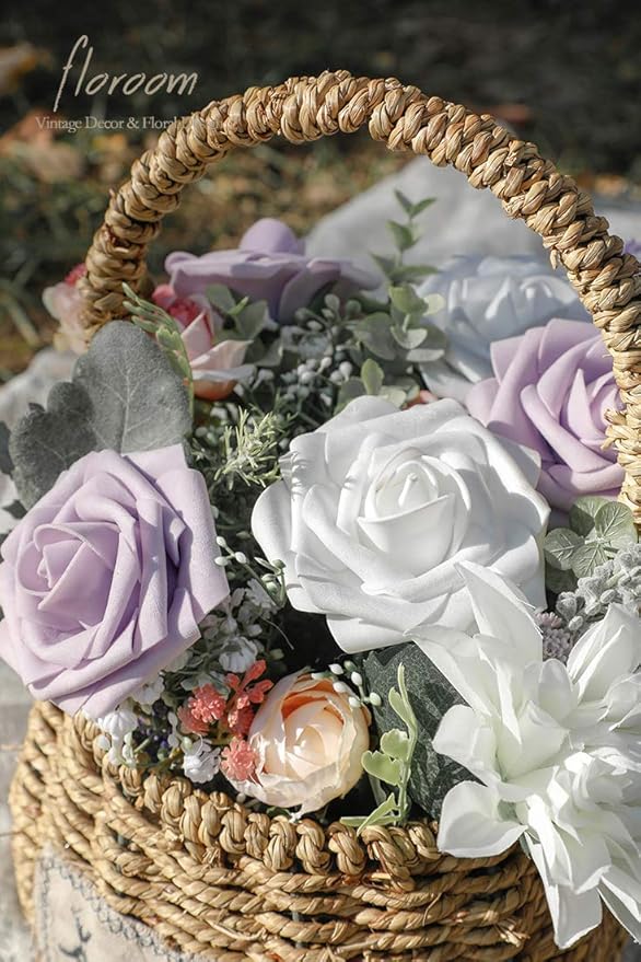 Floroom Artificial Flowers 25pcs Real Looking Lilac Foam Fake Roses - Image 5
