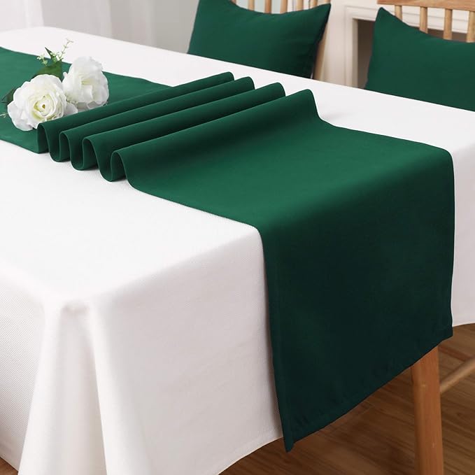 Dark Green Table Runner 14x72 Inch Solid Color Thick Polyester Decorative Cloth - Image 4