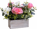 Artificial Flowers Fake Pink Roses Hydrangeas Arrangements in Pot by MrBom