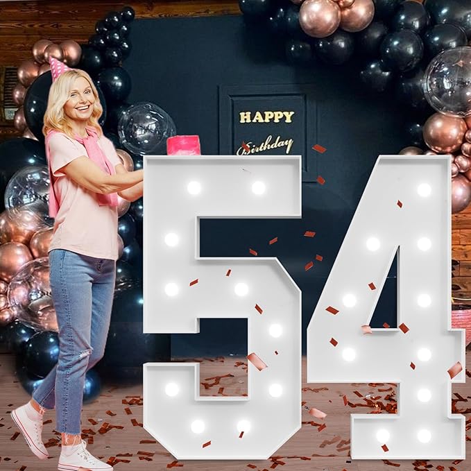 Marquee Numbers Large 54th-Birthday Decorations: 4ft Light Up Number Party - Image 7