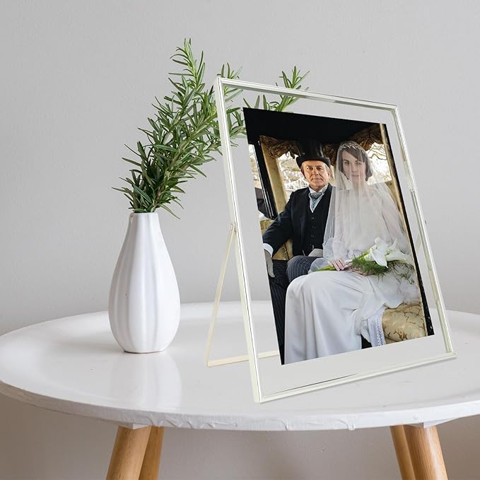 Silver Floating Frame, For Picture 9x11, Tabletop Shelf Photo Frame, Classy - Image 6