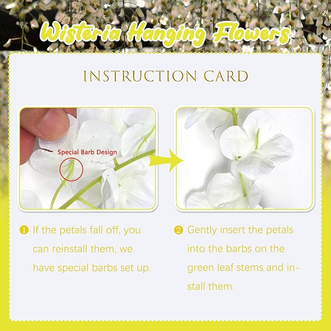36 Pack Yellow Wisteria Hanging Flowers, 3.44 Ft Fake Hanging Flowers, - Image 4