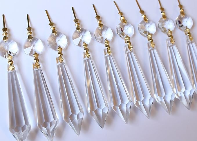H&D 15pcs Large Clear Crystal Chandelier 60mm Icicle U-Drop Prisms Lamp Parts - Image 8