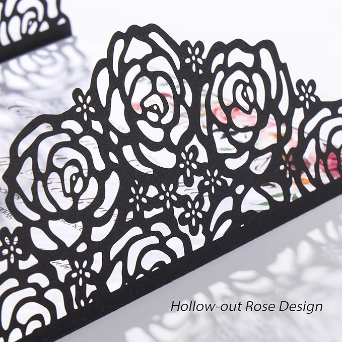 50pcs Black Wedding Invitation Kit Butterfly Laser Cut Invittations Pocket - Image 5