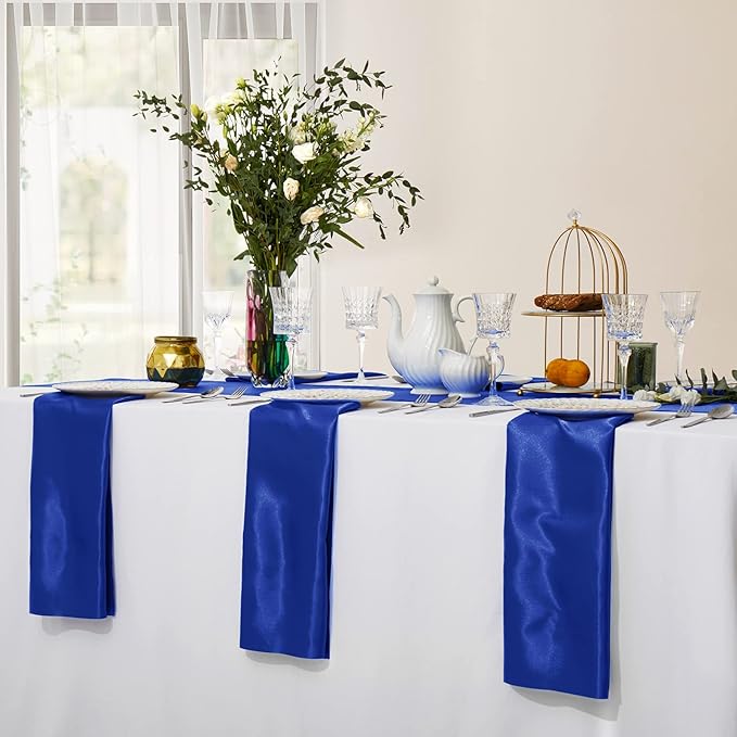 Horbaunal 30 Pack Royal Blue Satin Napkins 17 x 17 Inch, Square Soft Table - Image 5