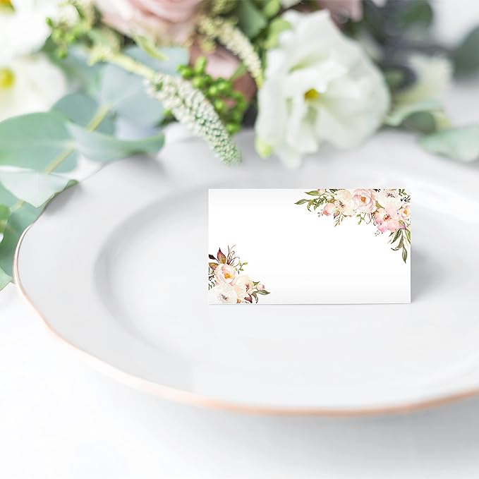 Hadley Designs 25 Pink Peony Floral Tent Table Place Card - Image 4