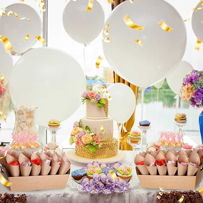 6 Set Wedding Confetti Cone Holder Box Each Includes 30 Pieces of Cone Papers - Image 7