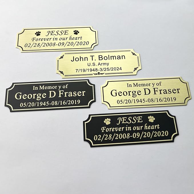 3" W x 1" H Personalized Custom Engraved Brushed Gold Solid Brass Plate Frame - Image 4