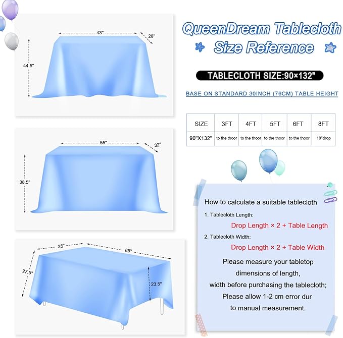 QueenDream Rectangle Wedding Tablecloth Royal Blue- 90x132 Inch Sequin Fabric - Image 5