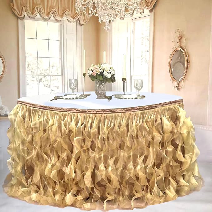 Luxury Organza Mesh Table Skirt Draping Floating Romance - Image 2