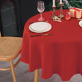 NLMUVW Red Linen Tablecloth Round, Water Resistant Textured Table Cloth by NLMUVW