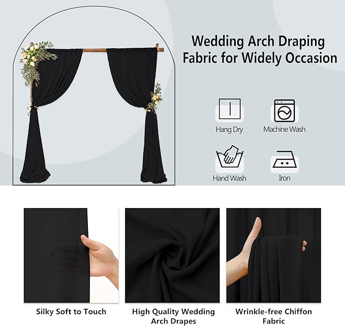 4 Panels Wedding Arch Draping Fabric 28 x 20Ft Chiffon Wedding Arch Drapes - Image 4