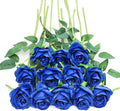 Tifuly Royal Blue Roses Artificial Flowers -12 pcs Realistic Single Long Stem by Tifuly