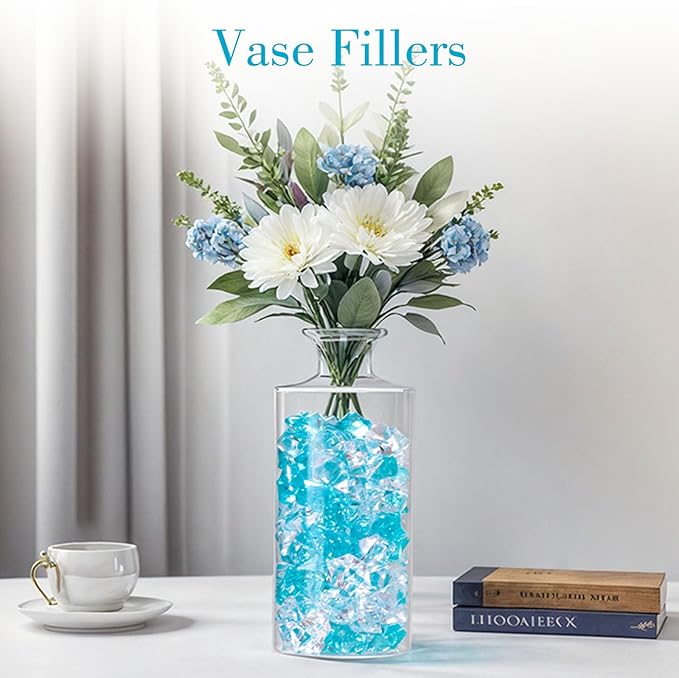 DomeStar 150PCS Fake Ice, Vase Filler Mixed Blue Fake Ice Rocks, Acrylic - Image 2