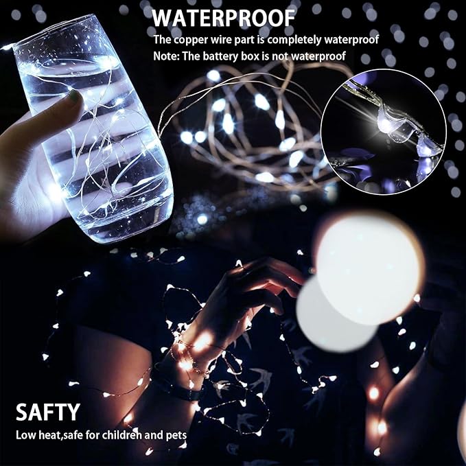 100 Pack White Fairy Lights 7Ft 20 LED Twinkle String Lights 3 Modes Battery - Image 2