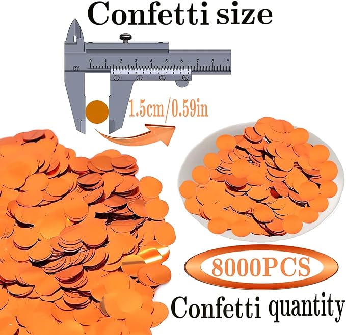 Orange Round Foil Confetti Beautiful Metallic Table Confetti - Image 2