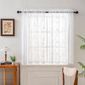 VISIONTEX Sheer Curtains 54 inch Length 2 Panels Set, Rod Pocket Embroidered by VISIONTEX