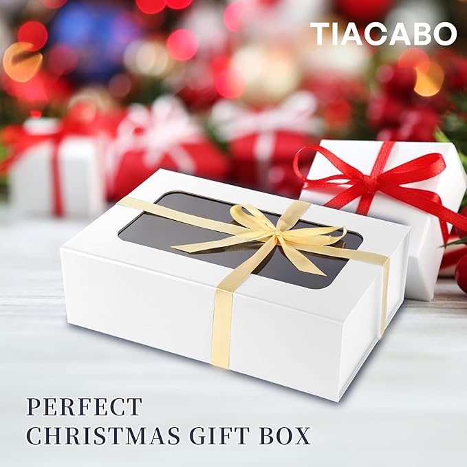 White Large Gift Box with Window, 13.5"x9"x4.3" Bridesmaid Box - Image 4