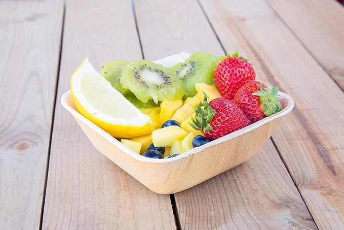 Disposable Palm Leaf 5" Square Bowl Dipping Bowls | Bamboo Like| All Natural - Image 6