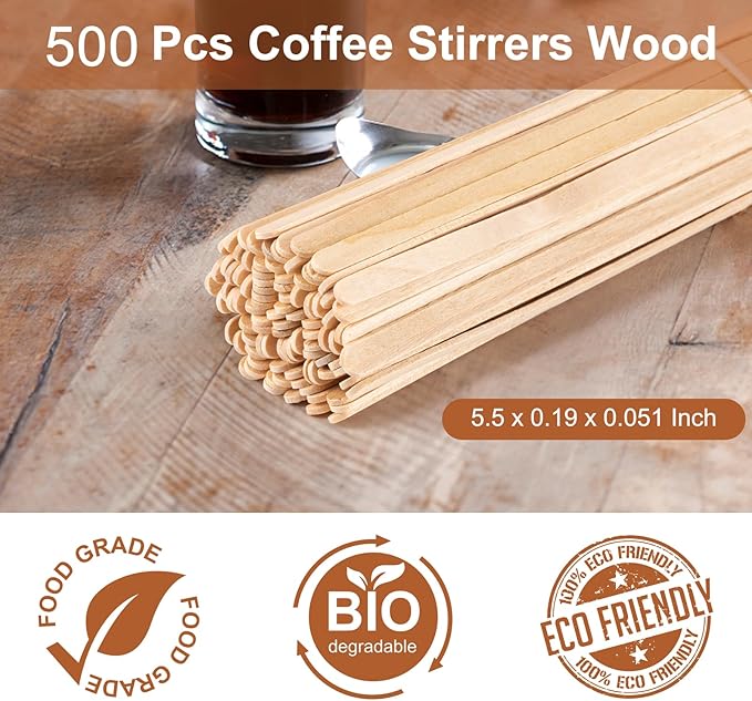 500 Pcs Coffee Stirrers 5.5 Inch Wood Coffee Stir Sticks Individually Wrapped - Image 5