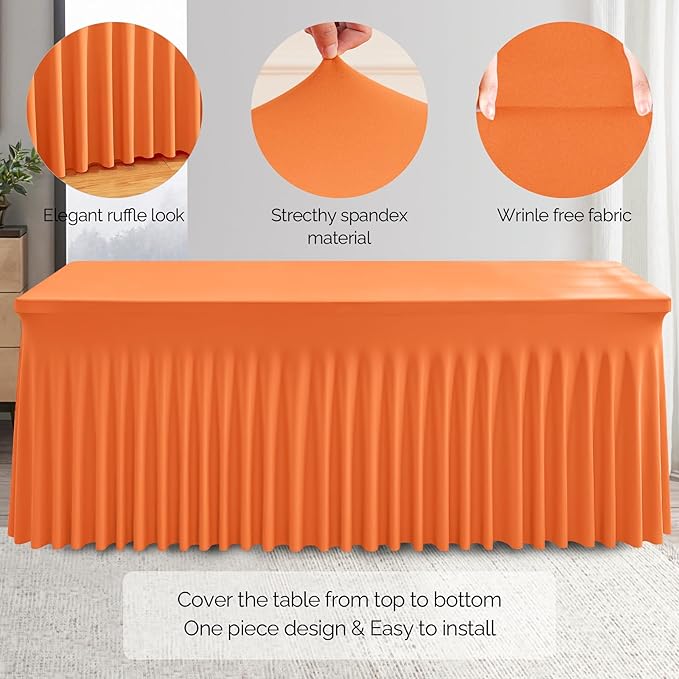 Wish Care 6 Pack Orange Spandex Table Clothes - Image 2
