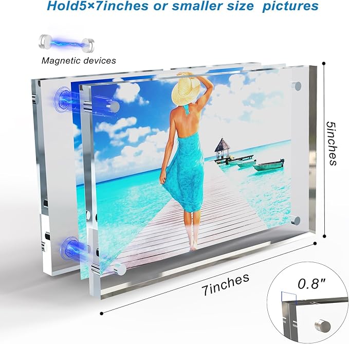 5x7 Inches Acrylic Picture Frames 5 Pack, Double Sided Magnetic Photo Frames - Image 4