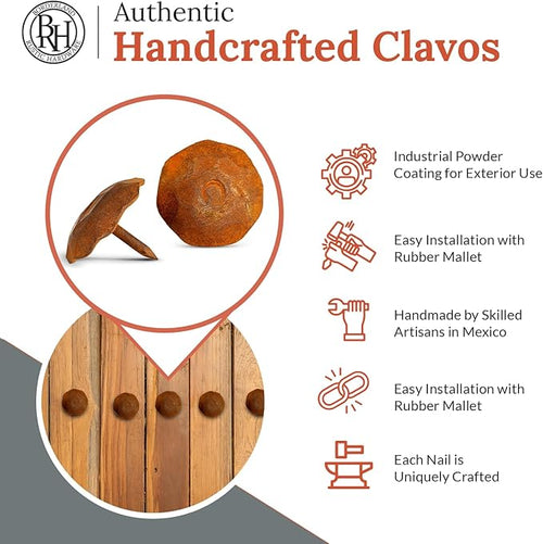 10 Pack 1.25" Round Head Iron Clavos Decorative Nails – Rusted – Handmade - Image 2