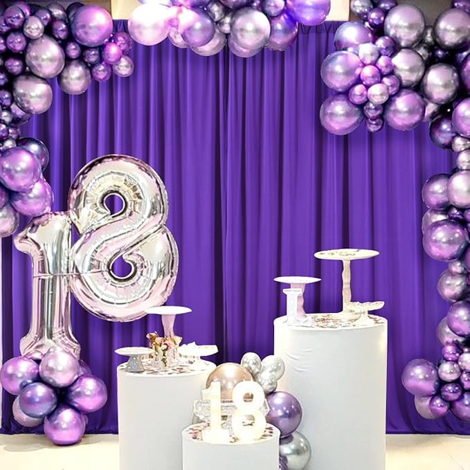 AK TRADING CO. 10 feet x 10 feet Purple IFR Polyester Backdrop Drapes Curtains - Image 5