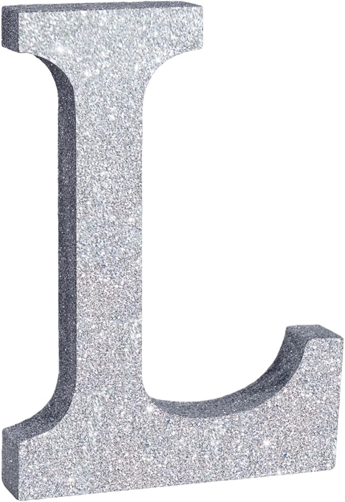 TONIFUL 8 Inch Silver Glitter Letter L Table Centerpiece A-Z Silver Birthday by TONIFUL