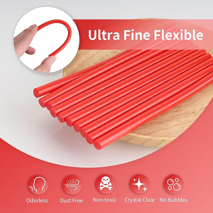 MATUFF Red Hot Glue Sticks Mini 0.27" x 5.9 inches, Colored Hot Melt Mini Glue - Image 3
