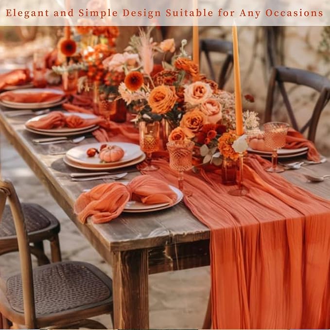Orange Cheesecloth Table Runner 12 Pack 10FT Boho Fabric Rustic Cheese Cloth - Image 7