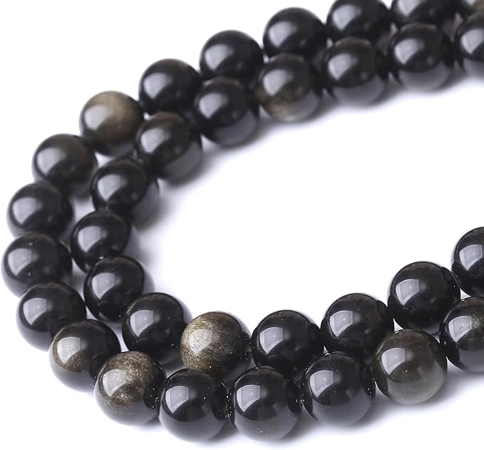 Gold Obsidian Stone Beads for Jewelry Making DIY Craft Gemstone Beads Kit - Image 3