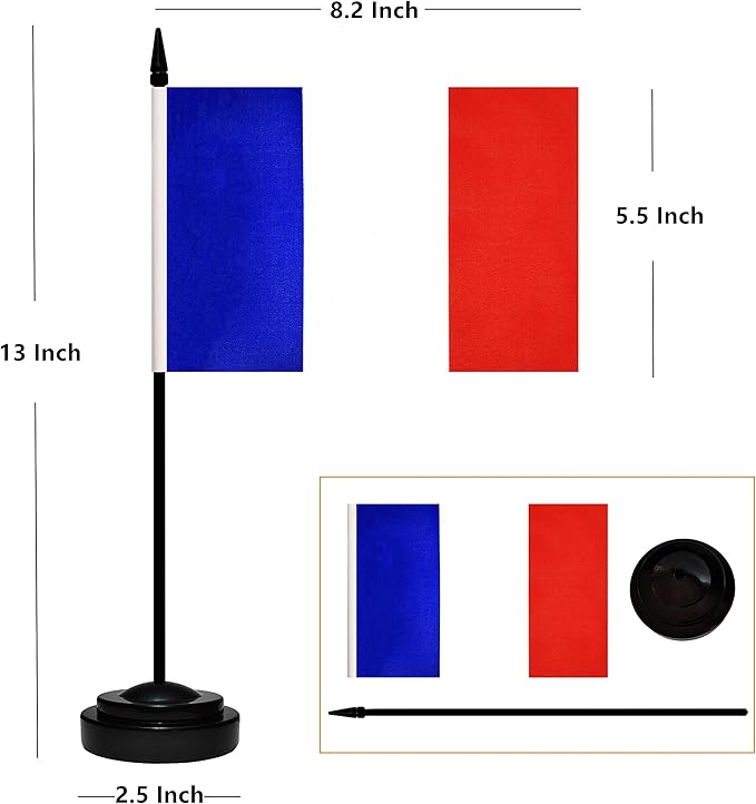 12 Pack France Desk Flags Set, French Small Mini Table Office Flags - Image 2