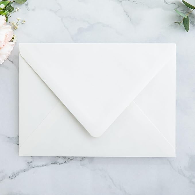 PONATIA 50PCS A7 Euro Flap Envelopes, 5.25 x 7.25'' Ivory Envelopes - Image 2
