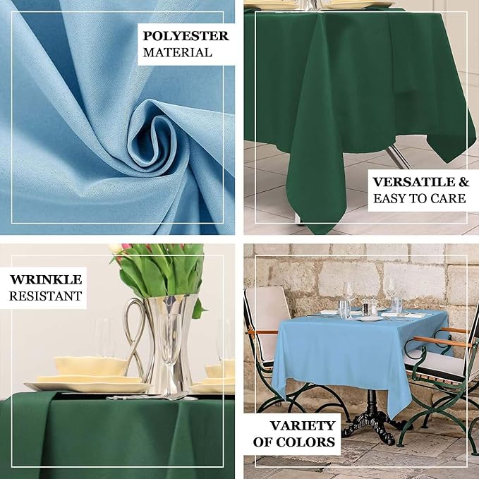 Efavormart 70" Square Linens Hunter Emerald Green Wholesale Linens Polyester - Image 3