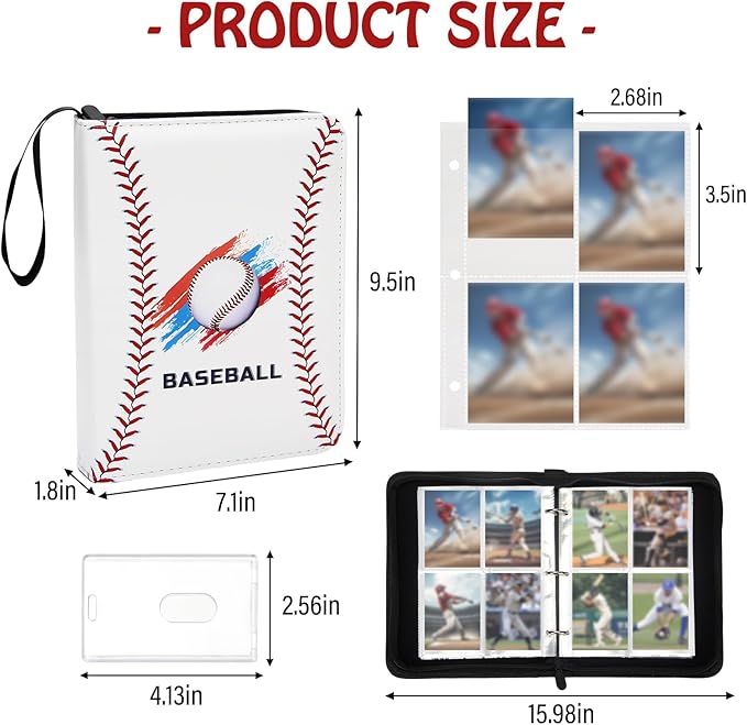 Baseball Card Binder, Trading Card Binder 4 Pocket, 400 Pockets Card Holder - Image 4