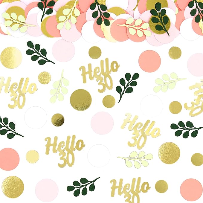 300PC 30TH Birthday Confetti for Table Pink and Sage Green Happy 30TH Birthday by Vofrise