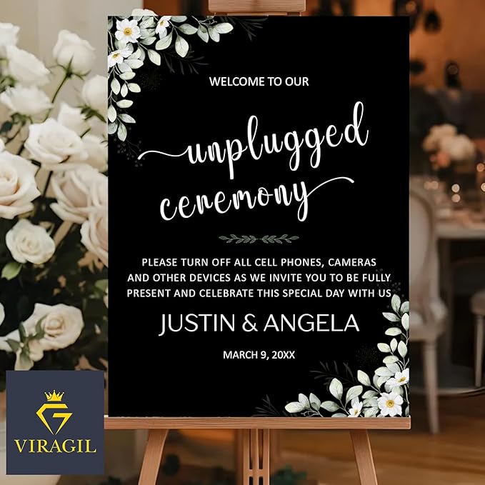 Unplugged Ceremony Yard Sign – Personalized Wedding Welcome Sign – No Phones or - Image 4