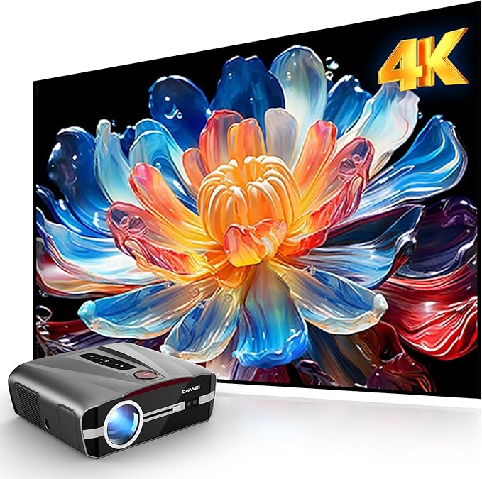 Ultra HD 4K Projector Auto Focus HDR WiFi6, Smart LED WiFi Bluetooth Projector by Pxodyda