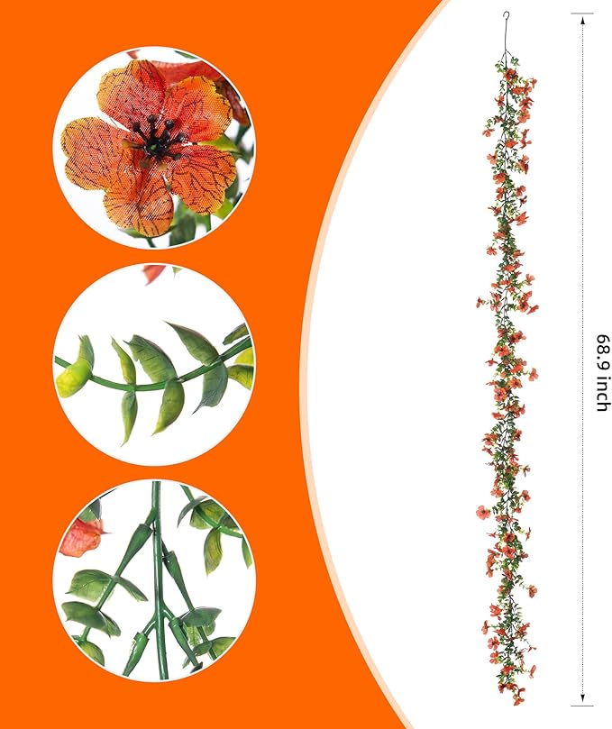 Artificial Flowers Garland Ivy, 4 Pack 5.9 FT Spring Summer Decor UV Resistant - Image 2