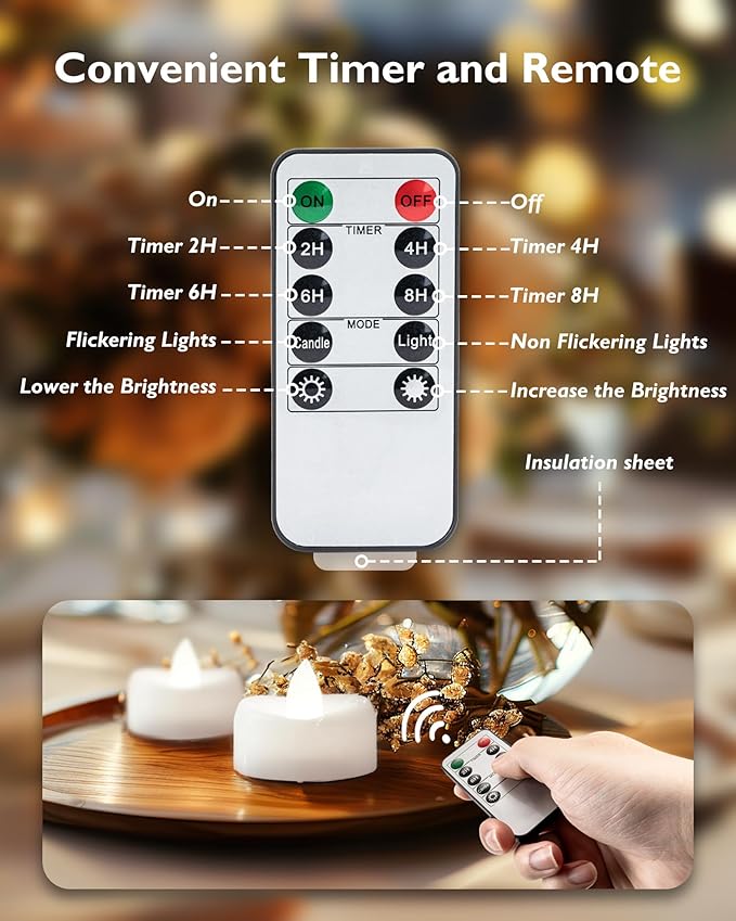 Remote Candles, 400+Hours Remote Control LED Tea Lights Votive Candle - Image 3