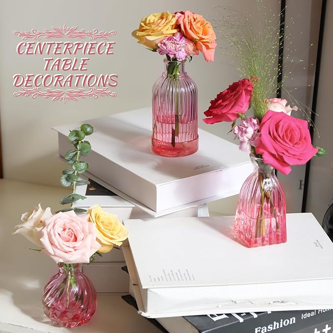 Pink Vase, Glass Bud Vases Set of 12, Small Pink Glass Vases - Image 5