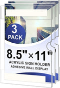 8.5x11 inches Acrylic Sign Holder Wall Mounted Portrait Nami Tape, 8 1/2 x 11 by Unknown
