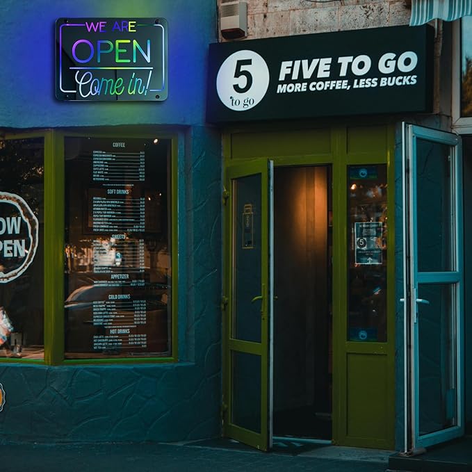 Ineonlife Open Neon Sign Come In We Are Open Mirrored Colorful LED lights - Image 3