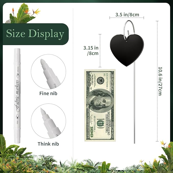 60-Pack Iron Metal Heart Shaped Garden Markers Weatherproof Metal Plant Labels - Image 2