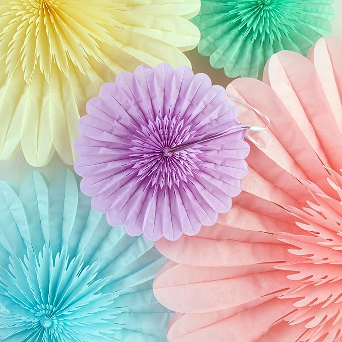 9PCS Huge Pastel Hanging Paper Fans Decoration Macaron Birthday Party - Image 7