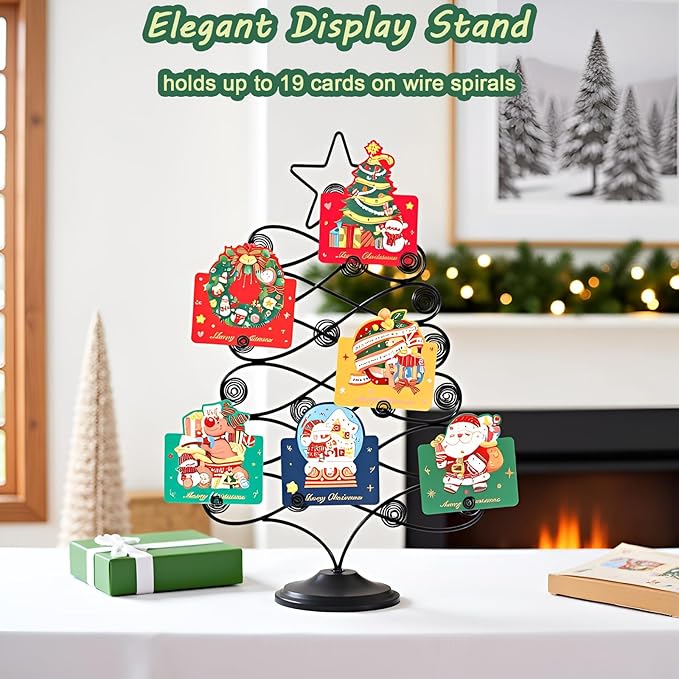 Decorative Metal Christmas Tree Card Holder, 18 Inch Tabletop Holiday Card - Image 4