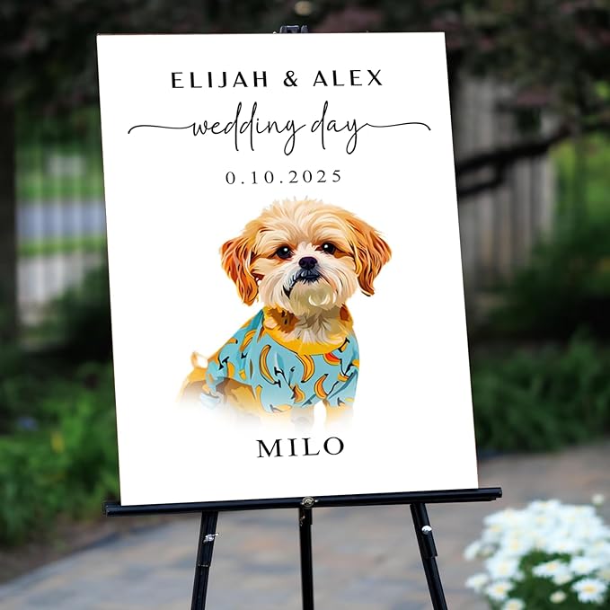 Custom Watercolor Pet Wedding Welcome Sign, Personalized Dog Cat Welcome To Our - Image 4