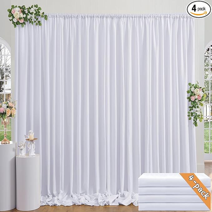20ft x 10ft Thick White Backdrop Curtains by ENJOYYOURPARTY